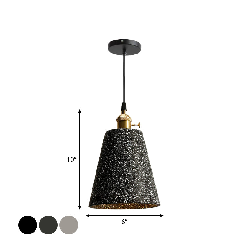 Single Bedside Drop Pendant Nordic Black/Grey Hanging Light with Tapered/Cone/Cylinder Cement Shade and Rotary Switch Clearhalo 'Ceiling Lights' 'Industrial Pendants' 'Industrial' 'Middle Century Pendants' 'Pendant Lights' 'Pendants' 'Tiffany' Lighting' 1982036