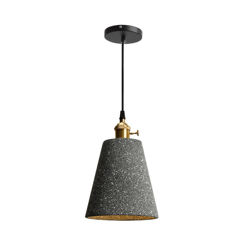 Single Bedside Drop Pendant Nordic Black/Grey Hanging Light with Tapered/Cone/Cylinder Cement Shade and Rotary Switch Clearhalo 'Ceiling Lights' 'Industrial Pendants' 'Industrial' 'Middle Century Pendants' 'Pendant Lights' 'Pendants' 'Tiffany' Lighting' 1982038