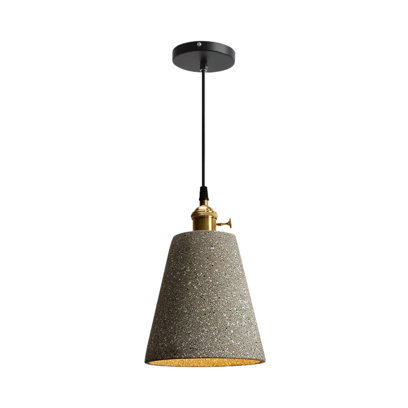 Single Bedside Drop Pendant Nordic Black/Grey Hanging Light with Tapered/Cone/Cylinder Cement Shade and Rotary Switch Clearhalo 'Ceiling Lights' 'Industrial Pendants' 'Industrial' 'Middle Century Pendants' 'Pendant Lights' 'Pendants' 'Tiffany' Lighting' 1982040
