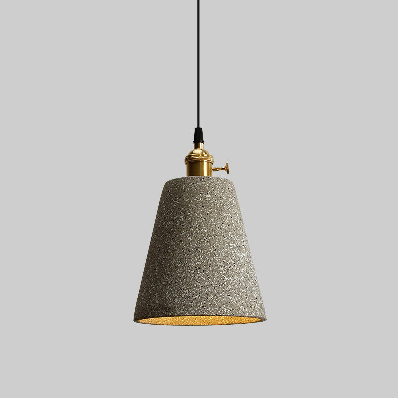 Single Bedside Drop Pendant Nordic Black/Grey Hanging Light with Tapered/Cone/Cylinder Cement Shade and Rotary Switch Clearhalo 'Ceiling Lights' 'Industrial Pendants' 'Industrial' 'Middle Century Pendants' 'Pendant Lights' 'Pendants' 'Tiffany' Lighting' 1982041