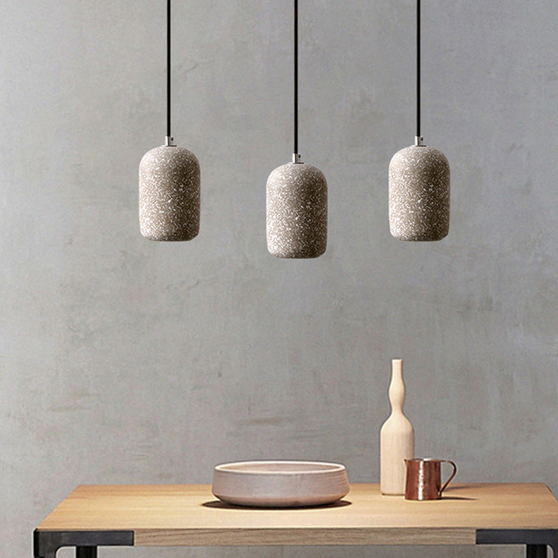 Capsule Shaped Dining Room Pendant Loft Terrazzo Black/Grey/White LED Ceiling Hang Lamp in Warm/White Light Clearhalo 'Ceiling Lights' 'Industrial Pendants' 'Industrial' 'Middle Century Pendants' 'Pendant Lights' 'Pendants' 'Tiffany' Lighting' 1982052