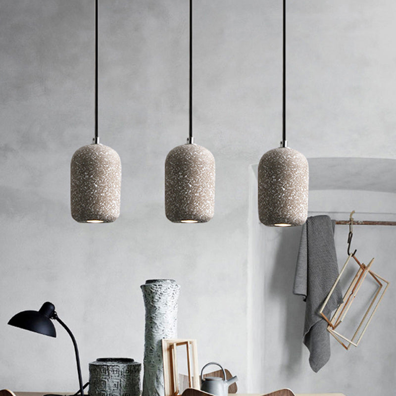 Capsule Shaped Dining Room Pendant Loft Terrazzo Black/Grey/White LED Ceiling Hang Lamp in Warm/White Light Clearhalo 'Ceiling Lights' 'Industrial Pendants' 'Industrial' 'Middle Century Pendants' 'Pendant Lights' 'Pendants' 'Tiffany' Lighting' 1982053