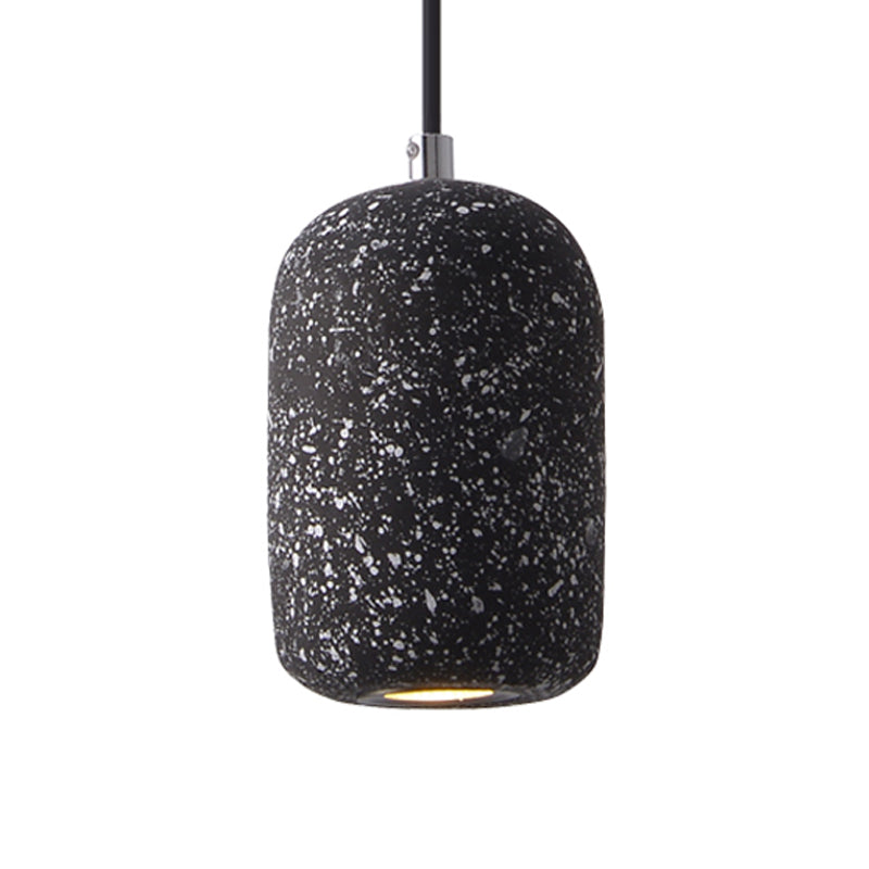 Capsule Shaped Dining Room Pendant Loft Terrazzo Black/Grey/White LED Ceiling Hang Lamp in Warm/White Light Clearhalo 'Ceiling Lights' 'Industrial Pendants' 'Industrial' 'Middle Century Pendants' 'Pendant Lights' 'Pendants' 'Tiffany' Lighting' 1982058
