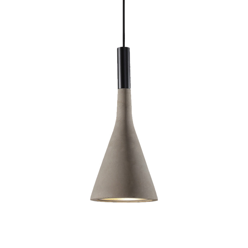 Grey/White/Coffee Funnel Pendant Light Nordic Cement 1 Head Dining Table Suspended Lighting Fixture Clearhalo 'Ceiling Lights' 'Industrial Pendants' 'Industrial' 'Middle Century Pendants' 'Pendant Lights' 'Pendants' 'Tiffany' Lighting' 1982062