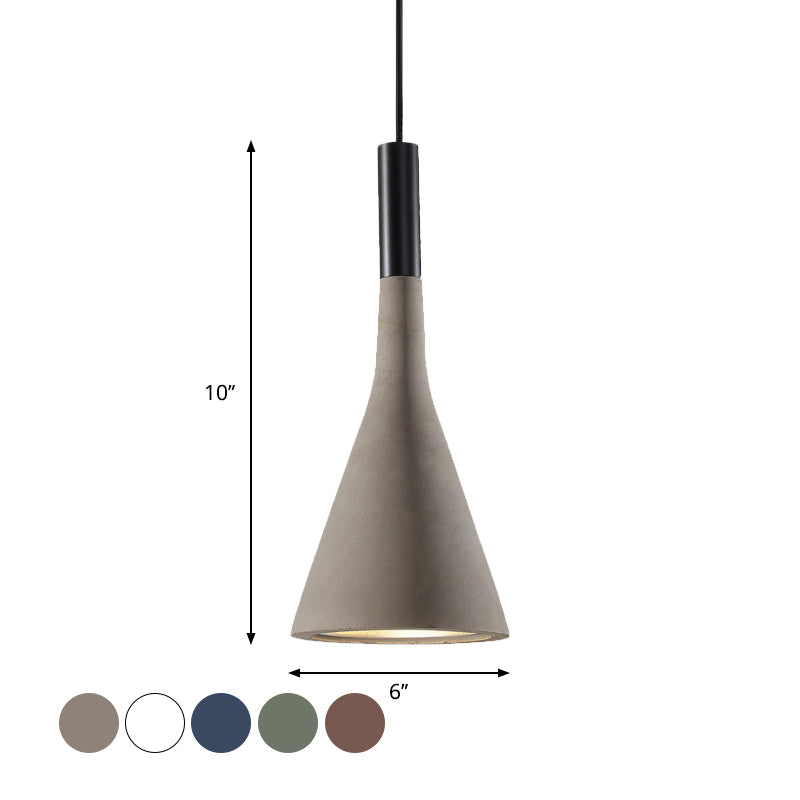 Grey/White/Coffee Funnel Pendant Light Nordic Cement 1 Head Dining Table Suspended Lighting Fixture Clearhalo 'Ceiling Lights' 'Industrial Pendants' 'Industrial' 'Middle Century Pendants' 'Pendant Lights' 'Pendants' 'Tiffany' Lighting' 1982063