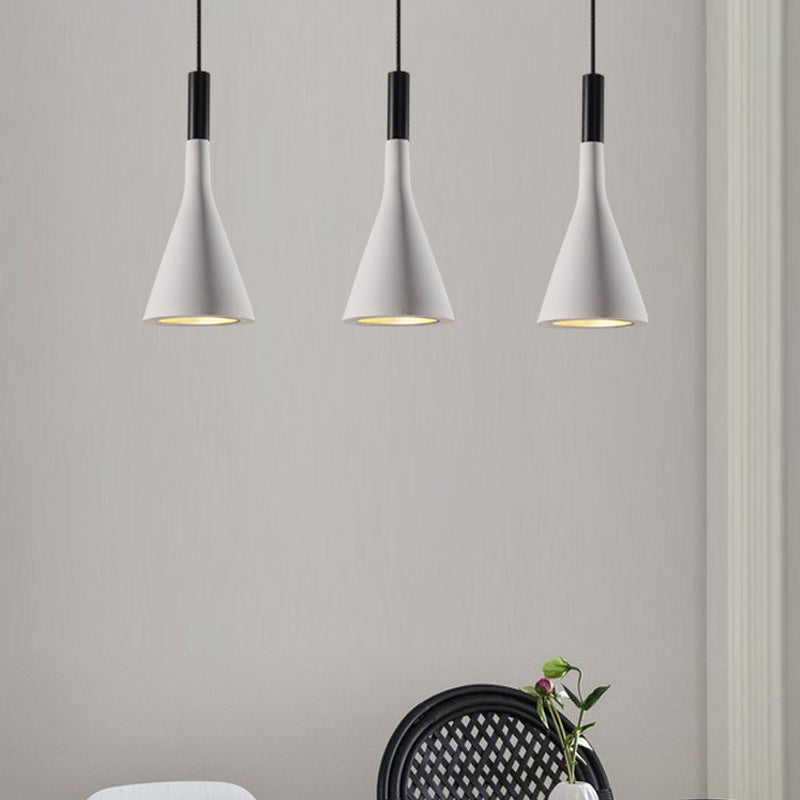 Grey/White/Coffee Funnel Pendant Light Nordic Cement 1 Head Dining Table Suspended Lighting Fixture White Clearhalo 'Ceiling Lights' 'Industrial Pendants' 'Industrial' 'Middle Century Pendants' 'Pendant Lights' 'Pendants' 'Tiffany' Lighting' 1982064