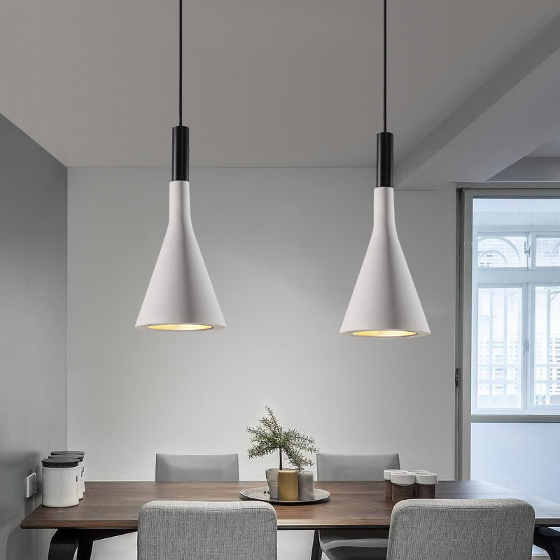 Grey/White/Coffee Funnel Pendant Light Nordic Cement 1 Head Dining Table Suspended Lighting Fixture Clearhalo 'Ceiling Lights' 'Industrial Pendants' 'Industrial' 'Middle Century Pendants' 'Pendant Lights' 'Pendants' 'Tiffany' Lighting' 1982065