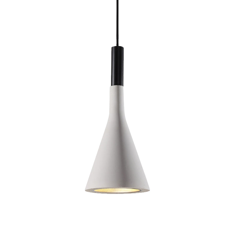 Grey/White/Coffee Funnel Pendant Light Nordic Cement 1 Head Dining Table Suspended Lighting Fixture Clearhalo 'Ceiling Lights' 'Industrial Pendants' 'Industrial' 'Middle Century Pendants' 'Pendant Lights' 'Pendants' 'Tiffany' Lighting' 1982067