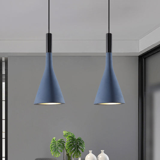 Grey/White/Coffee Funnel Pendant Light Nordic Cement 1 Head Dining Table Suspended Lighting Fixture Clearhalo 'Ceiling Lights' 'Industrial Pendants' 'Industrial' 'Middle Century Pendants' 'Pendant Lights' 'Pendants' 'Tiffany' Lighting' 1982069