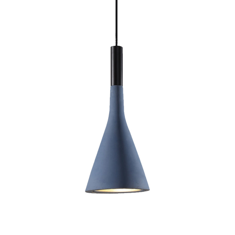 Grey/White/Coffee Funnel Pendant Light Nordic Cement 1 Head Dining Table Suspended Lighting Fixture Clearhalo 'Ceiling Lights' 'Industrial Pendants' 'Industrial' 'Middle Century Pendants' 'Pendant Lights' 'Pendants' 'Tiffany' Lighting' 1982071