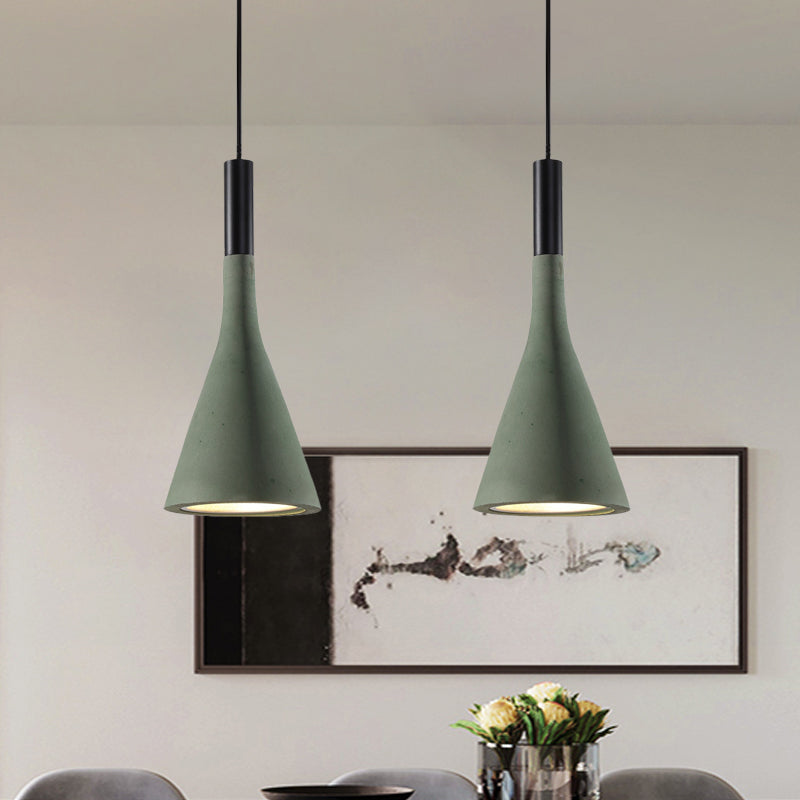 Grey/White/Coffee Funnel Pendant Light Nordic Cement 1 Head Dining Table Suspended Lighting Fixture Clearhalo 'Ceiling Lights' 'Industrial Pendants' 'Industrial' 'Middle Century Pendants' 'Pendant Lights' 'Pendants' 'Tiffany' Lighting' 1982073