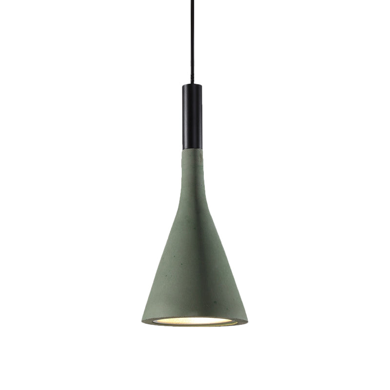 Grey/White/Coffee Funnel Pendant Light Nordic Cement 1 Head Dining Table Suspended Lighting Fixture Clearhalo 'Ceiling Lights' 'Industrial Pendants' 'Industrial' 'Middle Century Pendants' 'Pendant Lights' 'Pendants' 'Tiffany' Lighting' 1982075