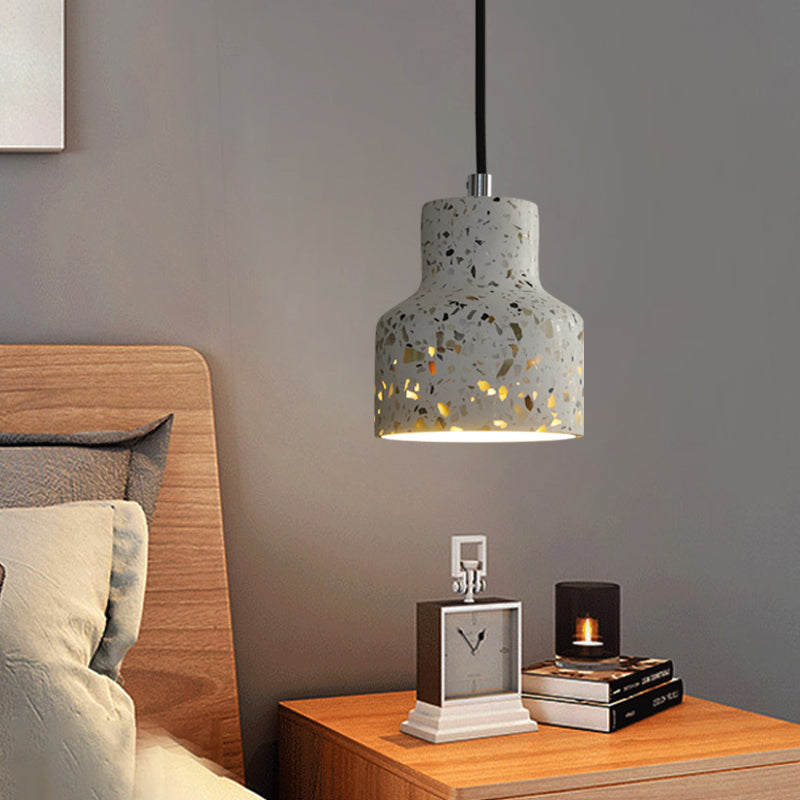 Terrazzo Black/Red/Pink Hanging Lamp Bottle 1 Bulb Nordic Down Lighting Pendant over Dining Table Clearhalo 'Ceiling Lights' 'Industrial Pendants' 'Industrial' 'Middle Century Pendants' 'Pendant Lights' 'Pendants' 'Tiffany' Lighting' 1982082