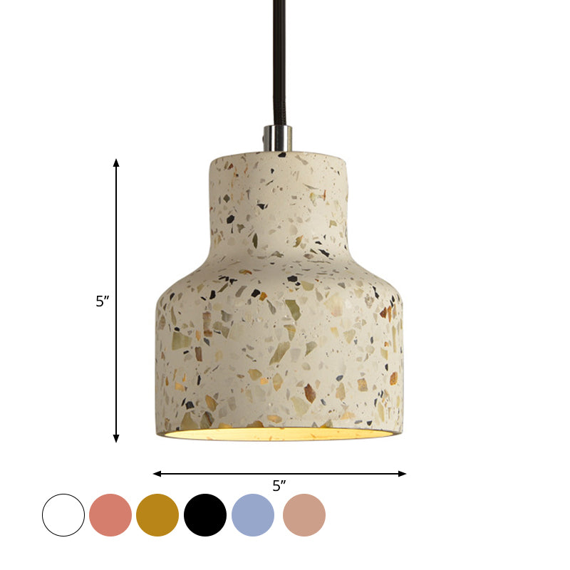 Terrazzo Black/Red/Pink Hanging Lamp Bottle 1 Bulb Nordic Down Lighting Pendant over Dining Table Clearhalo 'Ceiling Lights' 'Industrial Pendants' 'Industrial' 'Middle Century Pendants' 'Pendant Lights' 'Pendants' 'Tiffany' Lighting' 1982084