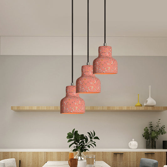 Terrazzo Black/Red/Pink Hanging Lamp Bottle 1 Bulb Nordic Down Lighting Pendant over Dining Table Clearhalo 'Ceiling Lights' 'Industrial Pendants' 'Industrial' 'Middle Century Pendants' 'Pendant Lights' 'Pendants' 'Tiffany' Lighting' 1982086