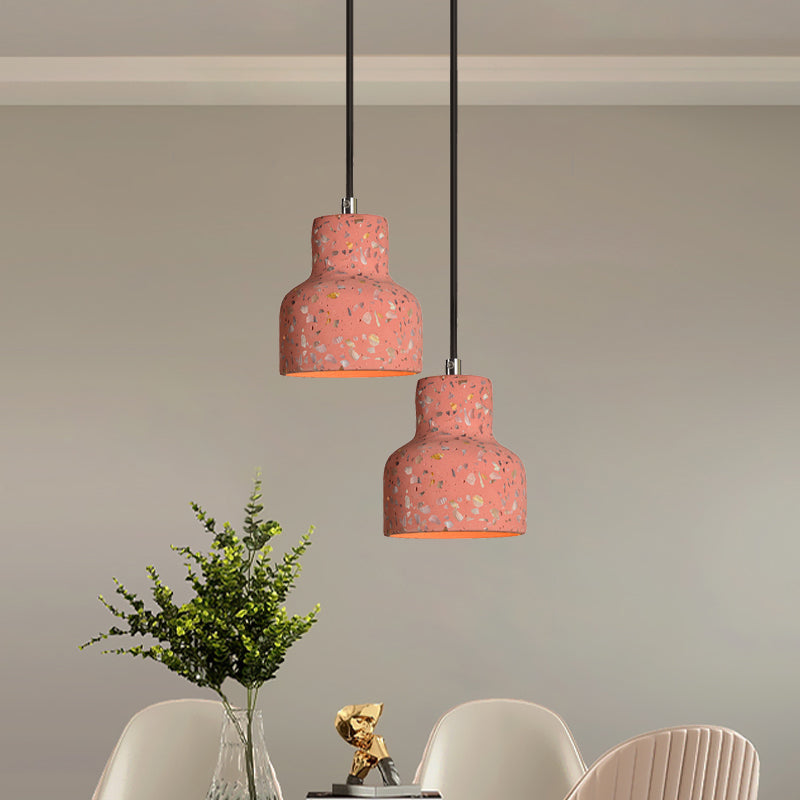 Terrazzo Black/Red/Pink Hanging Lamp Bottle 1 Bulb Nordic Down Lighting Pendant over Dining Table Clearhalo 'Ceiling Lights' 'Industrial Pendants' 'Industrial' 'Middle Century Pendants' 'Pendant Lights' 'Pendants' 'Tiffany' Lighting' 1982087