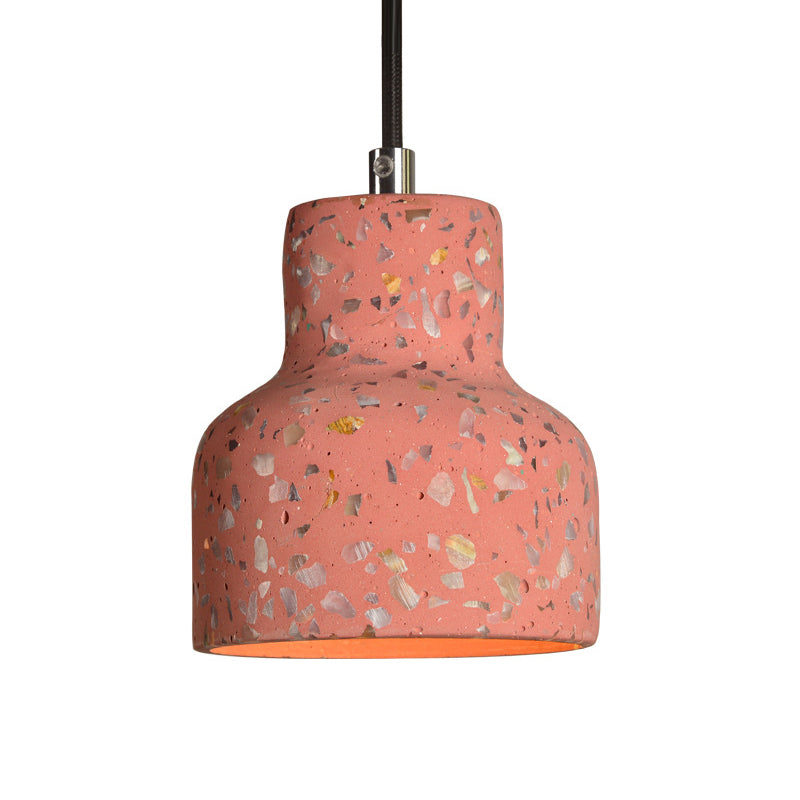 Terrazzo Black/Red/Pink Hanging Lamp Bottle 1 Bulb Nordic Down Lighting Pendant over Dining Table Clearhalo 'Ceiling Lights' 'Industrial Pendants' 'Industrial' 'Middle Century Pendants' 'Pendant Lights' 'Pendants' 'Tiffany' Lighting' 1982088