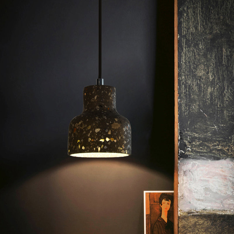 Terrazzo Black/Red/Pink Hanging Lamp Bottle 1 Bulb Nordic Down Lighting Pendant over Dining Table Clearhalo 'Ceiling Lights' 'Industrial Pendants' 'Industrial' 'Middle Century Pendants' 'Pendant Lights' 'Pendants' 'Tiffany' Lighting' 1982094