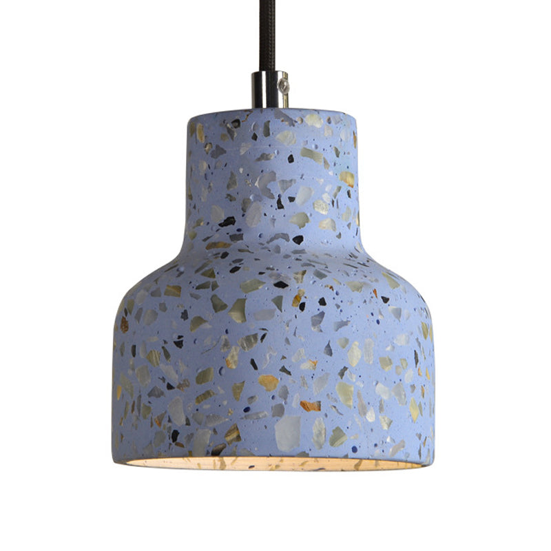 Terrazzo Black/Red/Pink Hanging Lamp Bottle 1 Bulb Nordic Down Lighting Pendant over Dining Table Clearhalo 'Ceiling Lights' 'Industrial Pendants' 'Industrial' 'Middle Century Pendants' 'Pendant Lights' 'Pendants' 'Tiffany' Lighting' 1982100