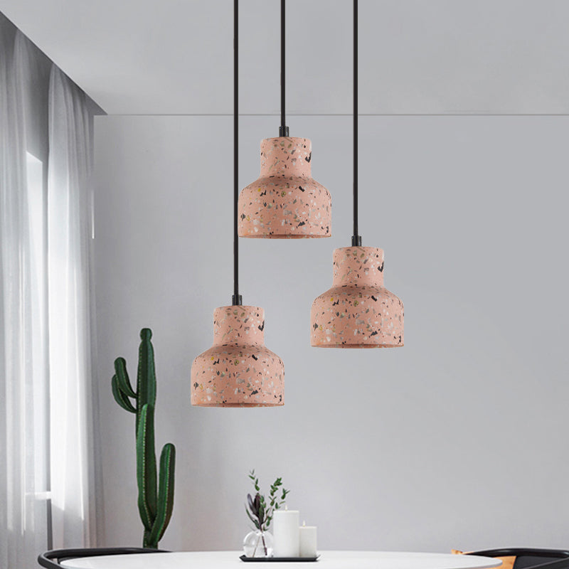 Terrazzo Black/Red/Pink Hanging Lamp Bottle 1 Bulb Nordic Down Lighting Pendant over Dining Table Pink Clearhalo 'Ceiling Lights' 'Industrial Pendants' 'Industrial' 'Middle Century Pendants' 'Pendant Lights' 'Pendants' 'Tiffany' Lighting' 1982101