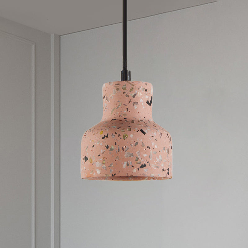Terrazzo Black/Red/Pink Hanging Lamp Bottle 1 Bulb Nordic Down Lighting Pendant over Dining Table Clearhalo 'Ceiling Lights' 'Industrial Pendants' 'Industrial' 'Middle Century Pendants' 'Pendant Lights' 'Pendants' 'Tiffany' Lighting' 1982102