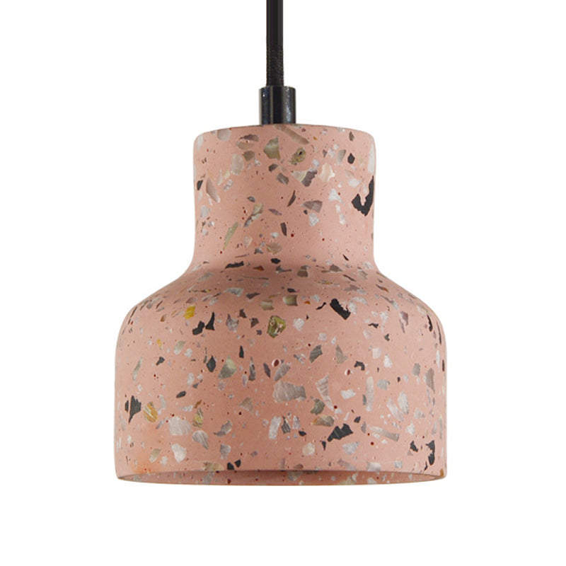 Terrazzo Black/Red/Pink Hanging Lamp Bottle 1 Bulb Nordic Down Lighting Pendant over Dining Table Clearhalo 'Ceiling Lights' 'Industrial Pendants' 'Industrial' 'Middle Century Pendants' 'Pendant Lights' 'Pendants' 'Tiffany' Lighting' 1982103