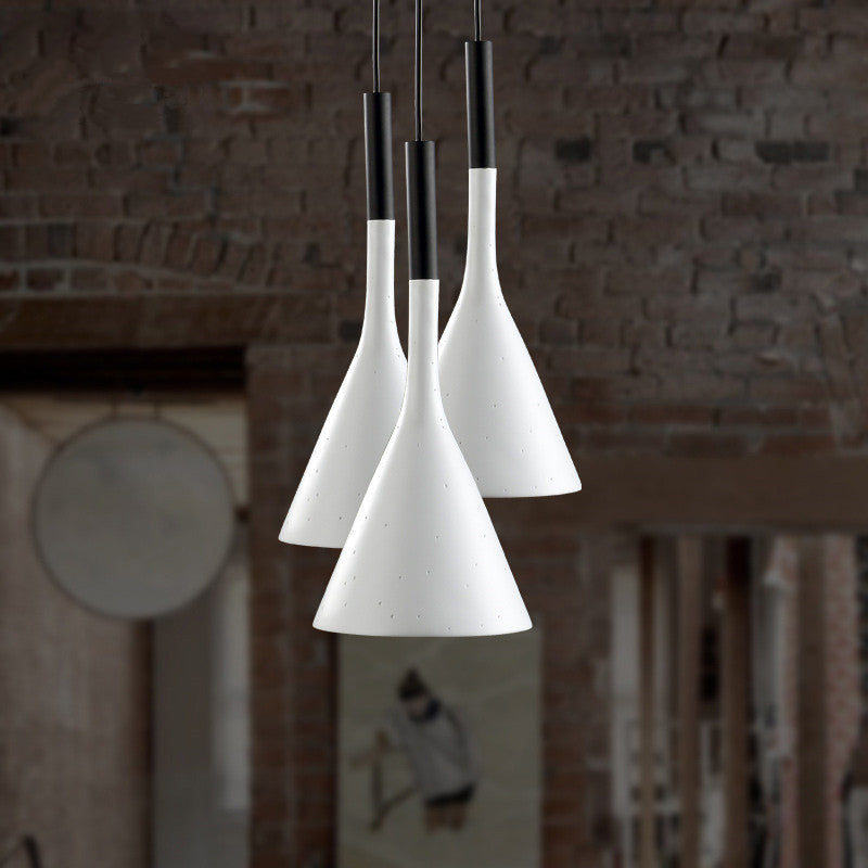 Minimalist Funnel Pendant Lighting Single Cement Hanging Light Fixture in Red/Black/White for Bedside White Clearhalo 'Ceiling Lights' 'Industrial Pendants' 'Industrial' 'Middle Century Pendants' 'Pendant Lights' 'Pendants' 'Tiffany' Lighting' 1982104