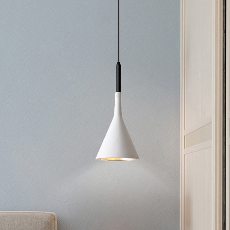 Minimalist Funnel Pendant Lighting Single Cement Hanging Light Fixture in Red/Black/White for Bedside Clearhalo 'Ceiling Lights' 'Industrial Pendants' 'Industrial' 'Middle Century Pendants' 'Pendant Lights' 'Pendants' 'Tiffany' Lighting' 1982106