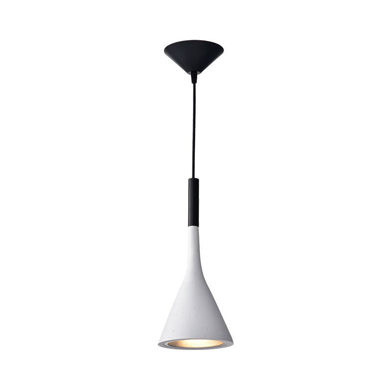Minimalist Funnel Pendant Lighting Single Cement Hanging Light Fixture in Red/Black/White for Bedside Clearhalo 'Ceiling Lights' 'Industrial Pendants' 'Industrial' 'Middle Century Pendants' 'Pendant Lights' 'Pendants' 'Tiffany' Lighting' 1982107