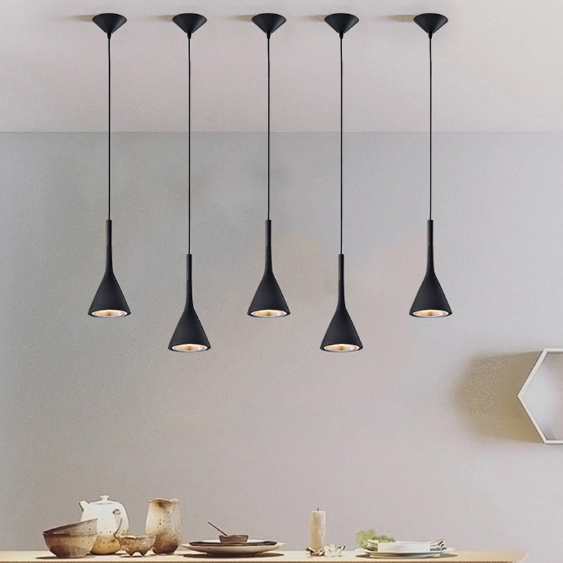 Minimalist Funnel Pendant Lighting Single Cement Hanging Light Fixture in Red/Black/White for Bedside Clearhalo 'Ceiling Lights' 'Industrial Pendants' 'Industrial' 'Middle Century Pendants' 'Pendant Lights' 'Pendants' 'Tiffany' Lighting' 1982110
