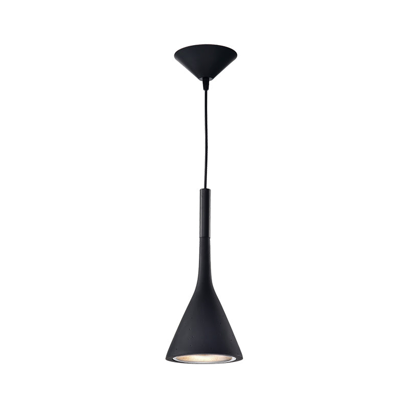 Minimalist Funnel Pendant Lighting Single Cement Hanging Light Fixture in Red/Black/White for Bedside Clearhalo 'Ceiling Lights' 'Industrial Pendants' 'Industrial' 'Middle Century Pendants' 'Pendant Lights' 'Pendants' 'Tiffany' Lighting' 1982111