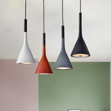 Minimalist Funnel Pendant Lighting Single Cement Hanging Light Fixture in Red/Black/White for Bedside Grey Clearhalo 'Ceiling Lights' 'Industrial Pendants' 'Industrial' 'Middle Century Pendants' 'Pendant Lights' 'Pendants' 'Tiffany' Lighting' 1982112