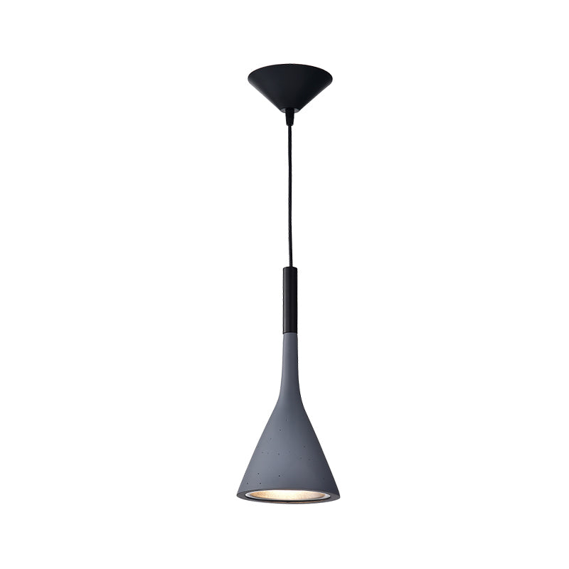 Minimalist Funnel Pendant Lighting Single Cement Hanging Light Fixture in Red/Black/White for Bedside Clearhalo 'Ceiling Lights' 'Industrial Pendants' 'Industrial' 'Middle Century Pendants' 'Pendant Lights' 'Pendants' 'Tiffany' Lighting' 1982114