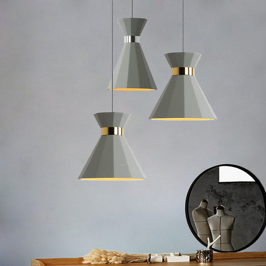 1 Head Hourglass Ceiling Pendant Nordic Grey Cement Suspension Light for Dining Room, 8.5"/10.5" W Grey 8.5" Clearhalo 'Ceiling Lights' 'Industrial Pendants' 'Industrial' 'Middle Century Pendants' 'Pendant Lights' 'Pendants' 'Tiffany' Lighting' 1982117