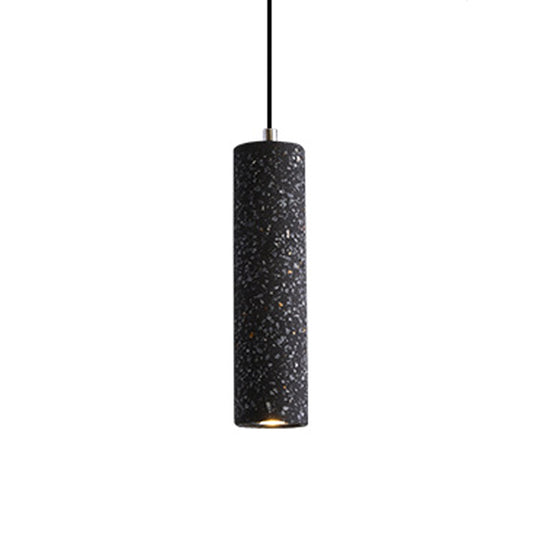 Black/Red/Blue LED Hanging Light Nordic Terrazzo Tube Suspension Pendant Light for Dining Room Black Clearhalo 'Ceiling Lights' 'Industrial Pendants' 'Industrial' 'Middle Century Pendants' 'Pendant Lights' 'Pendants' 'Tiffany' Lighting' 1982127