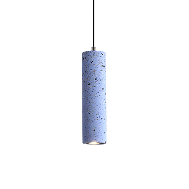 Black/Red/Blue LED Hanging Light Nordic Terrazzo Tube Suspension Pendant Light for Dining Room Clearhalo 'Ceiling Lights' 'Industrial Pendants' 'Industrial' 'Middle Century Pendants' 'Pendant Lights' 'Pendants' 'Tiffany' Lighting' 1982133