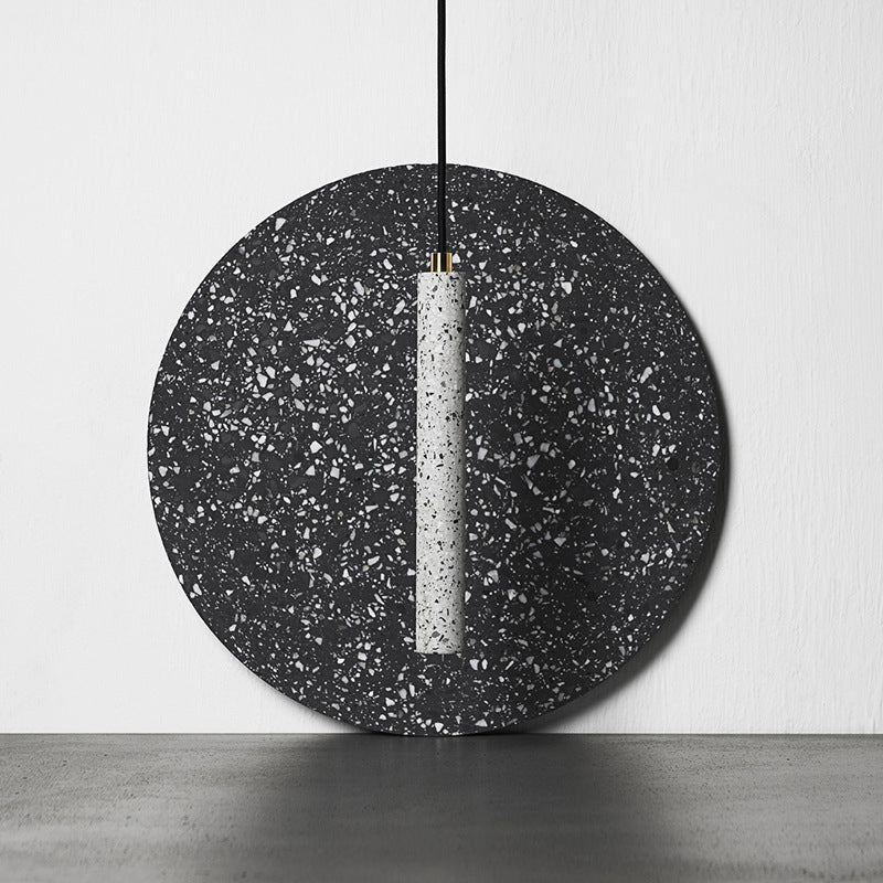 Terrazzo Flute Pendulum Light Nordic 10"/19.5" Tall LED Bistro Hanging Pendant in White/Black White Clearhalo 'Ceiling Lights' 'Industrial Pendants' 'Industrial' 'Middle Century Pendants' 'Pendant Lights' 'Pendants' 'Tiffany' Lighting' 1982142