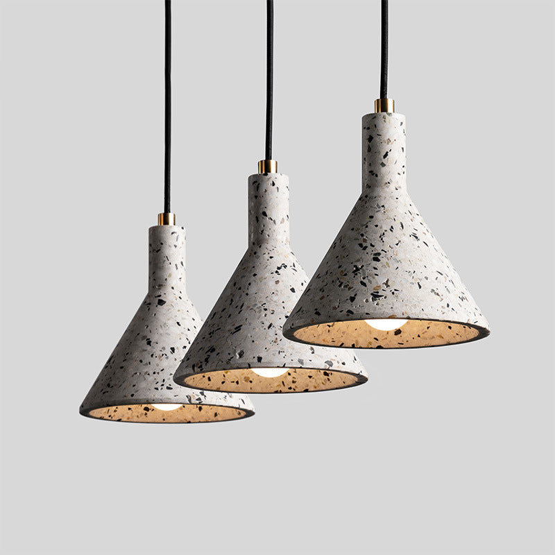 Terrazzo Black/White Pendant Light Fixture Conical 1 Bulb Nordic Hanging Lamp Kit over Table Clearhalo 'Ceiling Lights' 'Industrial Pendants' 'Industrial' 'Middle Century Pendants' 'Pendant Lights' 'Pendants' 'Tiffany' Lighting' 1982169