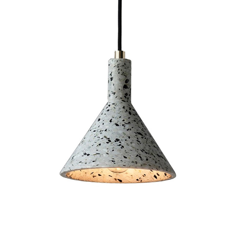 Terrazzo Black/White Pendant Light Fixture Conical 1 Bulb Nordic Hanging Lamp Kit over Table Clearhalo 'Ceiling Lights' 'Industrial Pendants' 'Industrial' 'Middle Century Pendants' 'Pendant Lights' 'Pendants' 'Tiffany' Lighting' 1982171