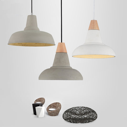 Barn Kitchen Bar Pendant Lighting Nordic Cement 1 Head Grey/White/Beige Ceiling Light with Carved Interior Clearhalo 'Ceiling Lights' 'Industrial Pendants' 'Industrial' 'Middle Century Pendants' 'Pendant Lights' 'Pendants' 'Tiffany' Lighting' 1982177