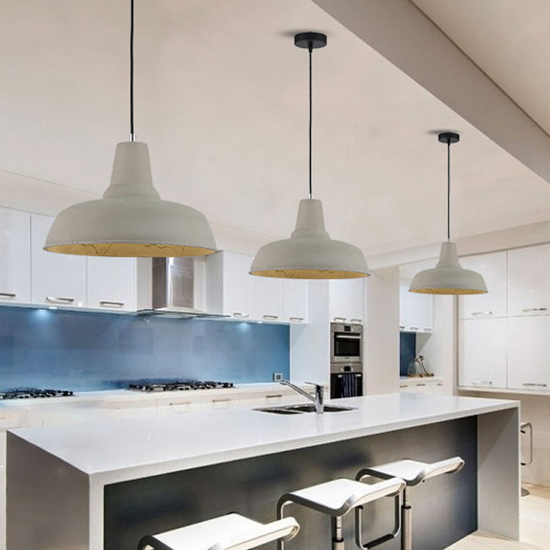 Barn Kitchen Bar Pendant Lighting Nordic Cement 1 Head Grey/White/Beige Ceiling Light with Carved Interior Clearhalo 'Ceiling Lights' 'Industrial Pendants' 'Industrial' 'Middle Century Pendants' 'Pendant Lights' 'Pendants' 'Tiffany' Lighting' 1982178