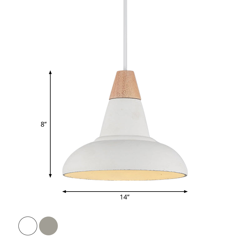 Barn Kitchen Bar Pendant Lighting Nordic Cement 1 Head Grey/White/Beige Ceiling Light with Carved Interior Clearhalo 'Ceiling Lights' 'Industrial Pendants' 'Industrial' 'Middle Century Pendants' 'Pendant Lights' 'Pendants' 'Tiffany' Lighting' 1982184