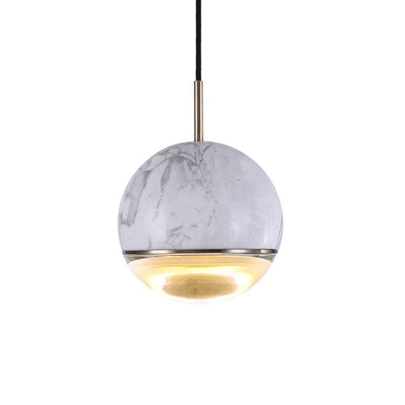 Nordic Spherical Hanging Pendant Light 4"/7" Dia LED Marble Suspension Lighting in Black/White/Green Clearhalo 'Ceiling Lights' 'Industrial Pendants' 'Industrial' 'Middle Century Pendants' 'Pendant Lights' 'Pendants' 'Tiffany' Lighting' 1982196