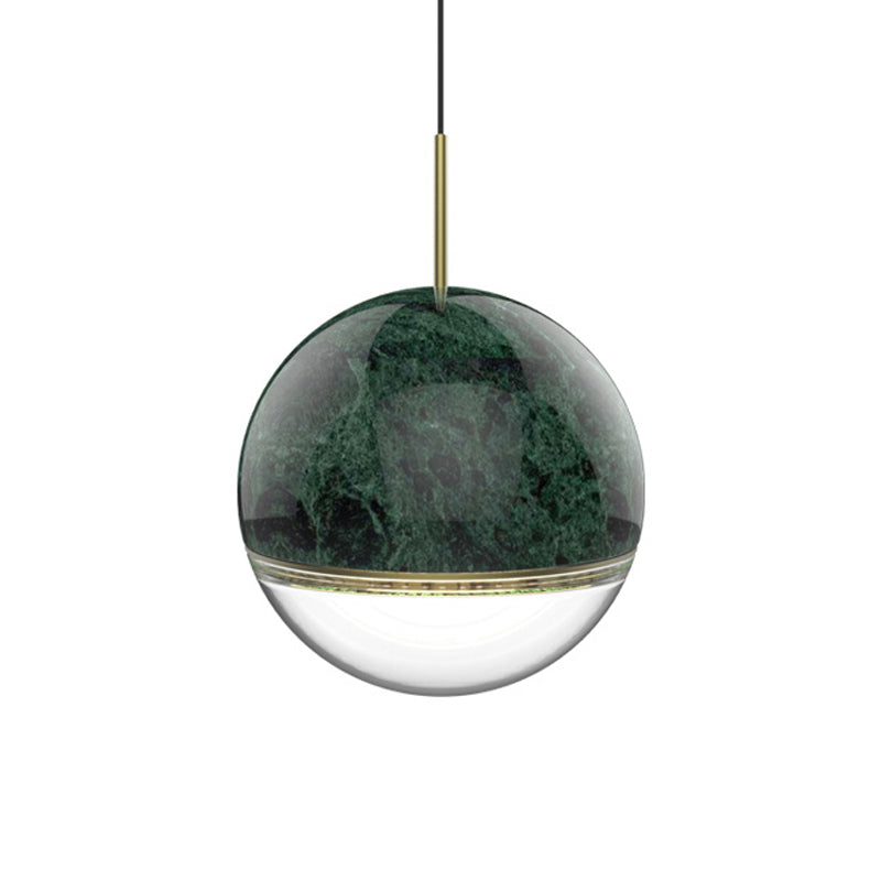 Nordic Spherical Hanging Pendant Light 4"/7" Dia LED Marble Suspension Lighting in Black/White/Green Clearhalo 'Ceiling Lights' 'Industrial Pendants' 'Industrial' 'Middle Century Pendants' 'Pendant Lights' 'Pendants' 'Tiffany' Lighting' 1982200