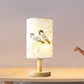 Asian Style Cylinder Reading Light with Bird Wood 1 Light Desk Light for Living Room Bird Clearhalo 'Lamps' 'Table Lamps' Lighting' 198221