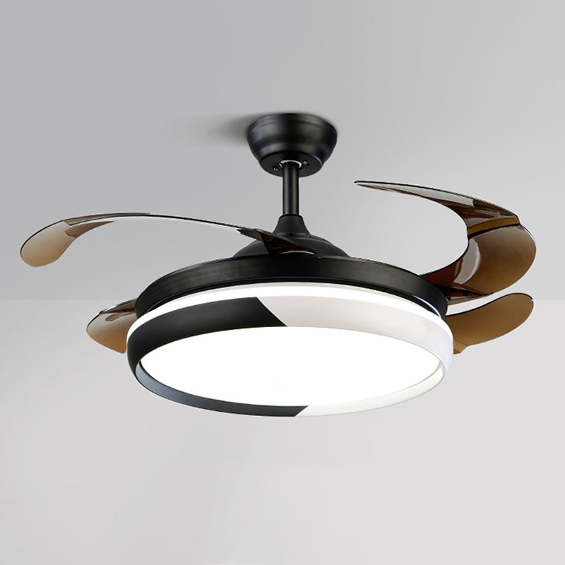 20" Wide Round Acrylic Hanging Fan Light Modernism LED Semi Flush Mount Lighting for Living Room, 4 Blades Clearhalo 'Ceiling Fans with Lights' 'Ceiling Fans' 'Modern Ceiling Fans' 'Modern' Lighting' 1982216