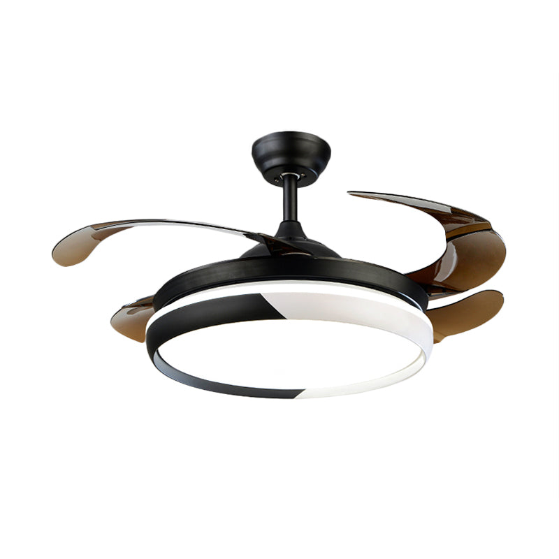 20" Wide Round Acrylic Hanging Fan Light Modernism LED Semi Flush Mount Lighting for Living Room, 4 Blades Clearhalo 'Ceiling Fans with Lights' 'Ceiling Fans' 'Modern Ceiling Fans' 'Modern' Lighting' 1982217