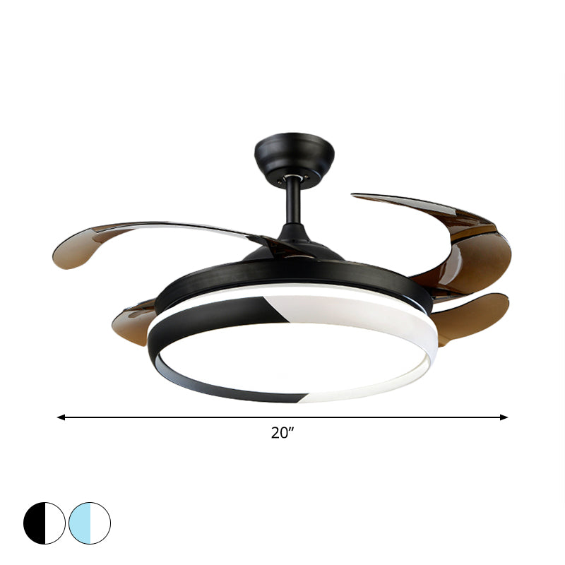 20" Wide Round Acrylic Hanging Fan Light Modernism LED Semi Flush Mount Lighting for Living Room, 4 Blades Clearhalo 'Ceiling Fans with Lights' 'Ceiling Fans' 'Modern Ceiling Fans' 'Modern' Lighting' 1982218