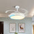 20" Wide Round Acrylic Hanging Fan Light Modernism LED Semi Flush Mount Lighting for Living Room, 4 Blades Blue-White Clearhalo 'Ceiling Fans with Lights' 'Ceiling Fans' 'Modern Ceiling Fans' 'Modern' Lighting' 1982219