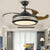 4-Blade Hollow-out Circle Semi Flush Contemporary Acrylic 20" Wide LED Black Pendant Fan Light Fixture Black Clearhalo 'Ceiling Fans with Lights' 'Ceiling Fans' 'Modern Ceiling Fans' 'Modern' Lighting' 1982270